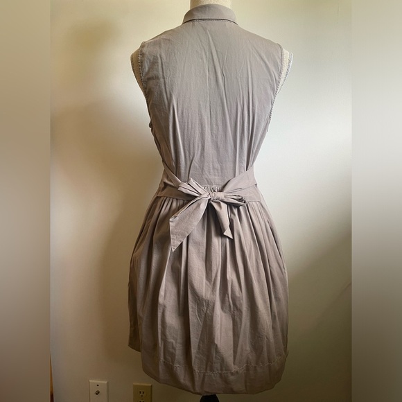 ANTHROPOLOGIE- Elizabeth Klein beyond vintage beige tie waist dress size 6 - Picture 3 of 6